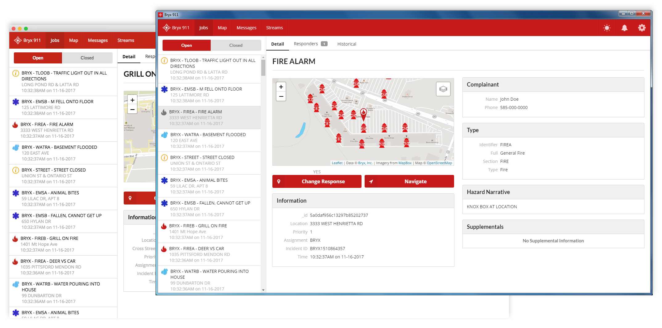 Screenshot of application
